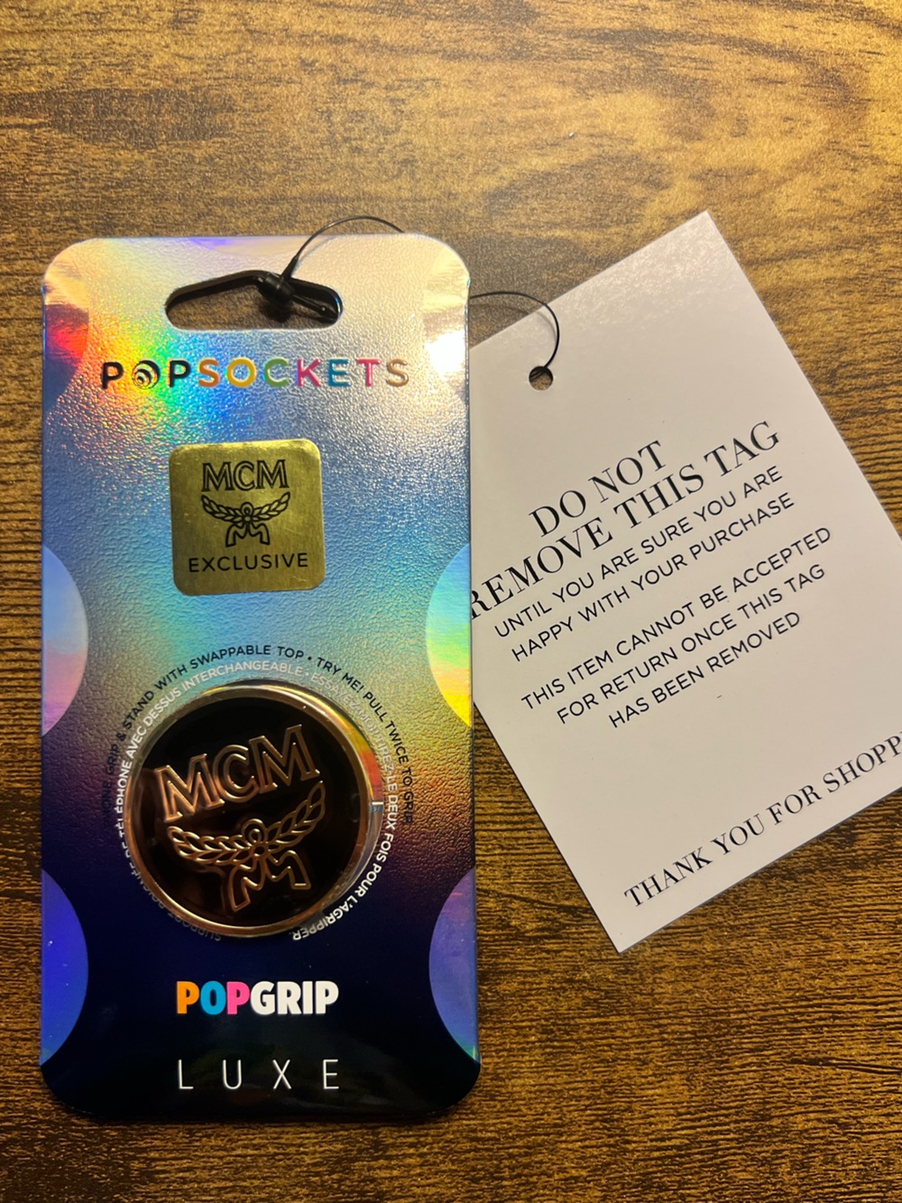 MCM Black and Gold PopGrip Luxe Phone Grip